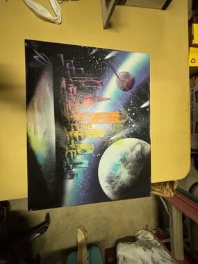 Vibrant Space Cityscape Wall Art - Multicolor